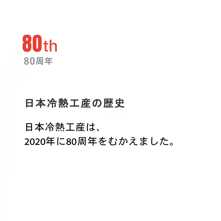 日本冷熱工産の歴史日本冷熱工産は、2020年に80周年をむかえました。